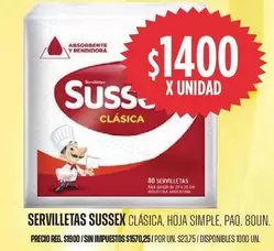 Sussex - CLÁSICA, HOJA SIMPLE, PAQ. 80UN.