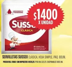 Sussex - CLÁSICA, HOJA SIMPLE, PAQ. 80UN.