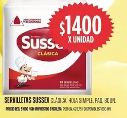 Sussex - CLÁSICA, HOJA SIMPLE, PAQ. 80UN.