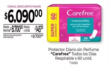 Carefree - Diario sin Perfume Todos los Días Respirable x 60 unid.