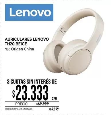 Lenovo - AURICULARES TH20 BEIGE