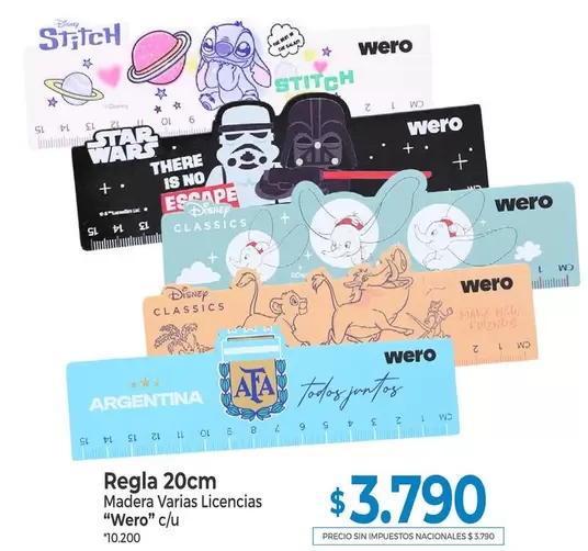 Disney - Regla 20cm Madera Varias Licencias