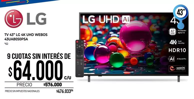 LG - TV 43" 4K UHD WEBOS 43UABOSOPSA