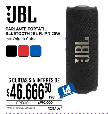 JBL - PARLANTE PORTÁTIL BLUETOOTH  FLIP 7 25W