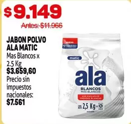 Ala - JABON POLVO ALA MATIC Mas Blancos x