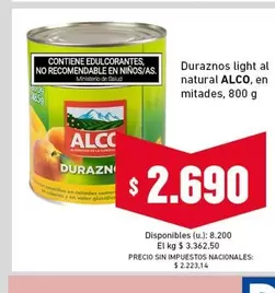 Alco - Duraznos light al natural