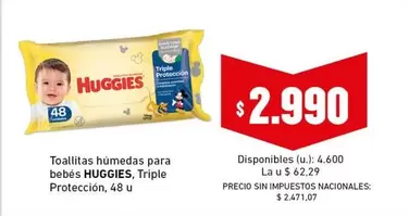 Huggies - Toallitas húmedas para bebés, Triple Protección