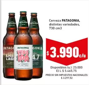 Patagonia - Cerveza, distintas variedades