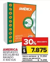 America - RESPUESTO ESCOLAR N3 RAYADO X 400 HJS