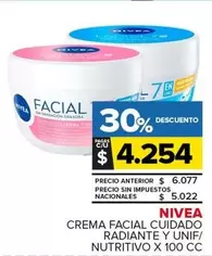 Nivea - CREMA FACIAL CUIDADO RADIANTE Y UNIF/ NUTRITIVO X 100 CC