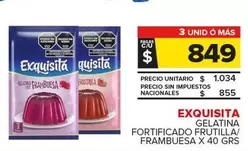 Exquisita - GELATINA FORTIFICADO FRUTILLA/ FRAMBUESA X 40 GRS