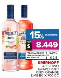 Smirnoff - APERITIVO GRAPEFRUIT/ RUBY ORANGE LIME BC