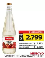 Menoyo - VINAGRE DE MANZANA PET X 1 LT