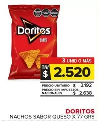 Doritos - NACHOS SABOR QUESO X 77 GRS