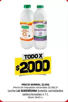 La Serenísima - Leche botella variedades seleccionadas x 1 L