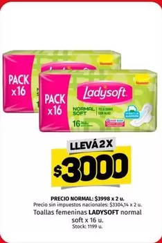 Ladysoft - Toallas femeninas normal soft x 16 u