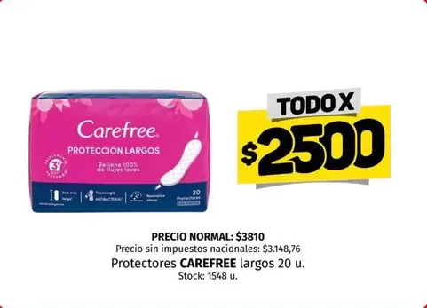 Carefree - Protectores largos 20 u