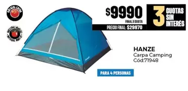 X$ - Carpa Camping Cód:71948