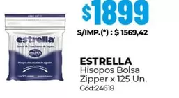 Estrella - Hisopos Bolsa Zipper x 125 Un. Cód:24618