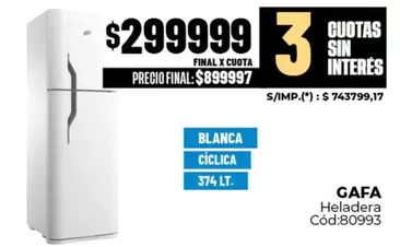 Gafa - Heladera Cód:80993