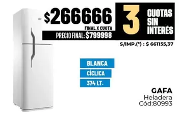 Gafa - Heladera Cód:80993