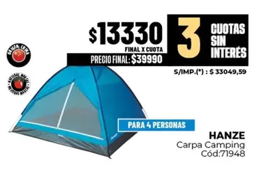 X$ - Carpa Camping Cód:71948