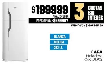 Gafa - Heladera Cód:81302