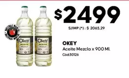 Okey - Aceite Mezcla x 900 ML. Cod:30126