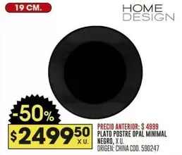 Negro - PLATO POSTRE OPAL MINIMAL