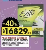 Exito - Papel de fibra de caña de azúcar