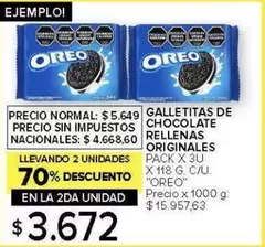 Oreo - GALLETITAS DE CHOCOLATE RELLENAS ORIGINALES