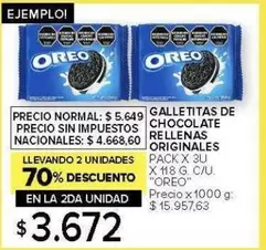 Oreo - GALLETITAS DE CHOCOLATE RELLENAS ORIGINALES