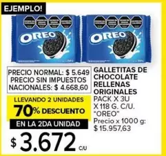 Oreo - GALLETITAS DE CHOCOLATE RELLENAS ORIGINALES