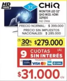 32 - MONITOR LED " GHD MOD HDMI F600