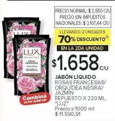 Lux - JABÓN LÍQUIDO ROSAS FRANCESAS/ ORQUÍDEA NEGRA/ JAZMIN
