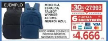 Negro - MOCHILA ESPALDA TALBOT WINNER 43 CMS.
