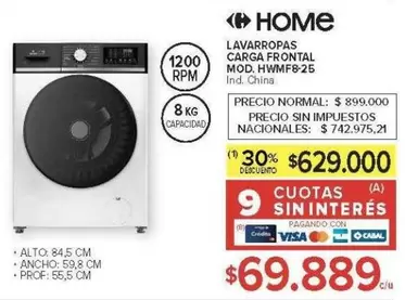 LAVARROPAS CARGA FRONTAL MOD. HWMF8-25