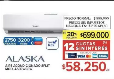 Alaska - AIRE ACONDICIONADO SPLIT MOD. AS35WCEW