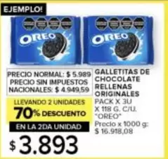 Oreo - GALLETITAS DE CHOCOLATE RELLENAS ORIGINALES