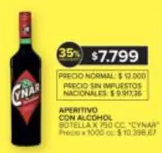 Cynar - APERITIVO CON ALCOHOL BOTELLA X 750 CC