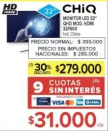 32 - MONITOR LED " GHD MOD HDMI F600