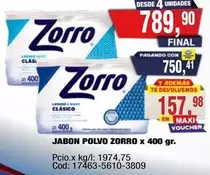 Zorro - JABON POLVO x 400 gr.