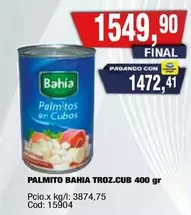 Bahía - PALMITO TROZ.CUB 400 gr