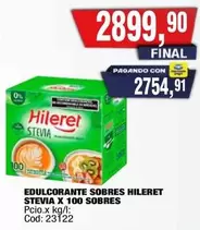 Hileret - STEVIA X 100 SOBRES