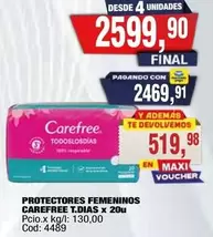 Carefree - PROTECTORES FEMENINOS CAREFREE T.DIAS x 20u