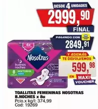 Nosotras - TOALLITAS FEMENINAS
