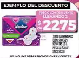 Nosotras - TOALITAS FEMENINAS BUENAS NOCHES X 8