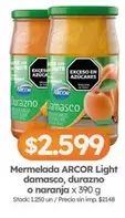 Arcor - Mermelada Light damasco, durazno o naranja