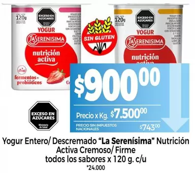 La Serenísima - Yogur Entero/Descremado Nutrición Activa Cremoso/Firme