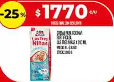 Las Tres Niñas - CREMA PARA COCINAR FORTIFICADA